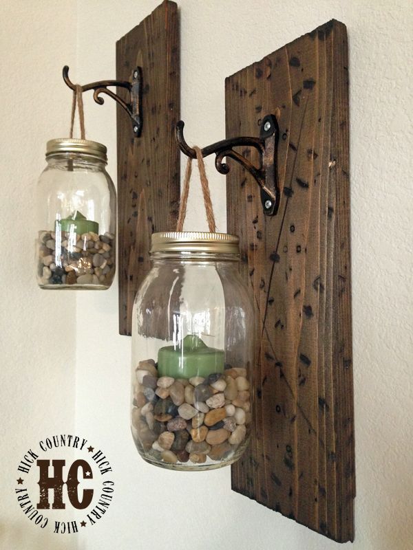DIY: Rustic Mason Jar Wall Lanterns with Tutorial love this, but use as vases.