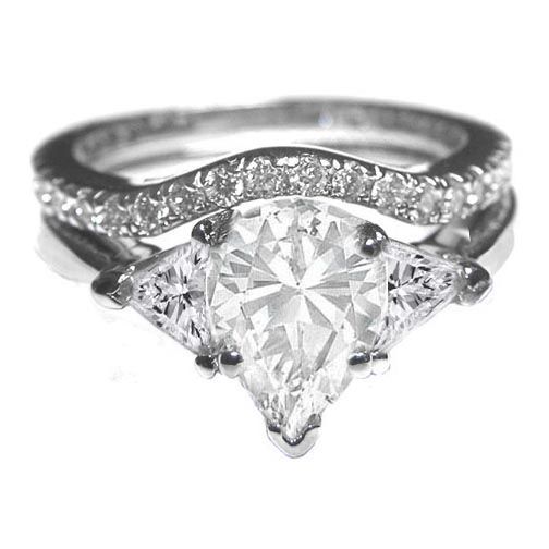 Engagement Ring – Pear Shape with Trillion Diamonds Engagement Ring Like Real Housewife Bethany Frankel