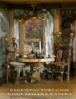 Faerie Dining Room | “Every cozy kitchen should have a wonderful view. The faerie houses I make are usually quite light &