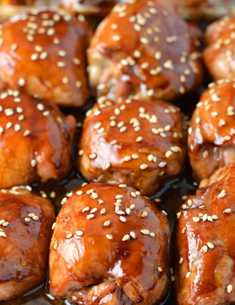 Five ingredient sticky sesame chicken. I started with boneless skinless chicken thighs which, in my opinion are the be-all and