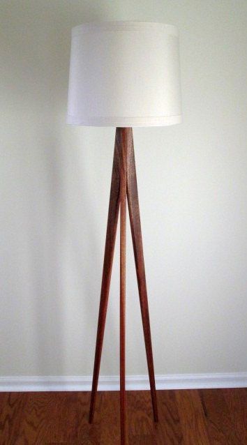 Floor Lamp  Tripod  Mahogany Wood by WaldenWoodDesigns on Etsy, $180.00