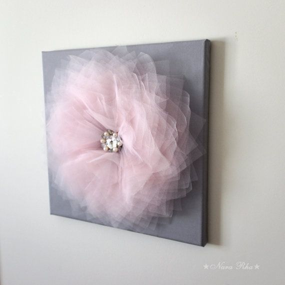 Flower Wall Art Pink and Gray Flower Decor Home Styling by NaraRha, $34.00