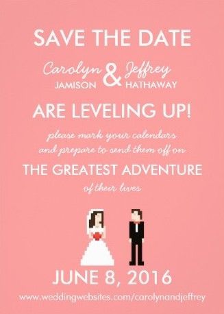 Geek Chic: 8-bit sweet pink #wedding invitation