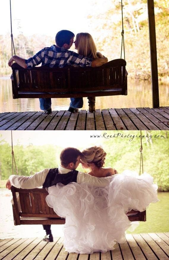 have wedding pictures taken the same place the engagement pictures were taken! love the idea!
