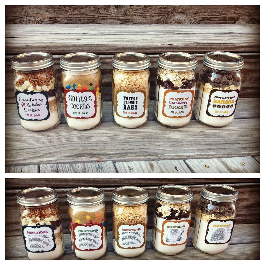holiday baking goodies in a jar! these are such great gift ideas and all sound delicious!