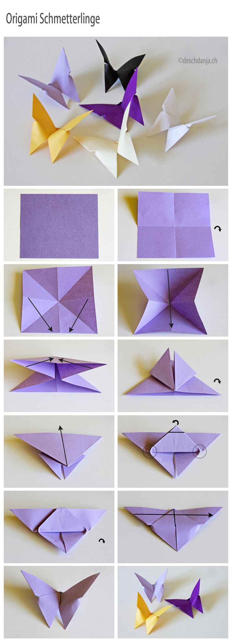 How to make Origami Butterflies These are lovely butterflies. The site is in German – I Googled the translation