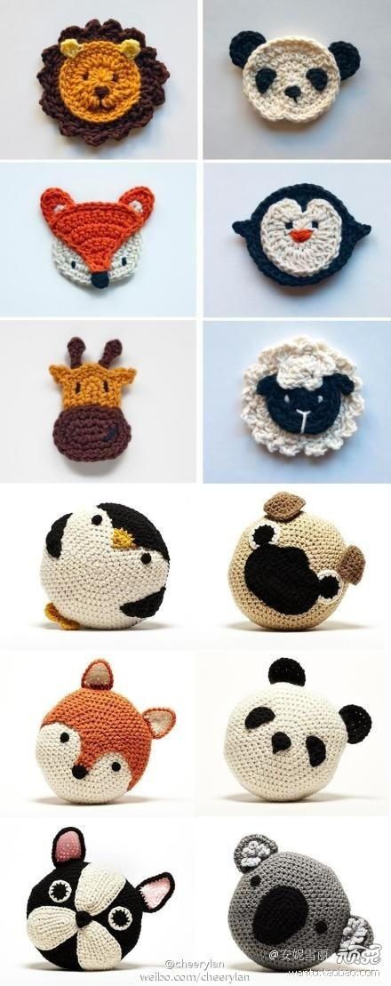 Adorable crochet animal cushions.