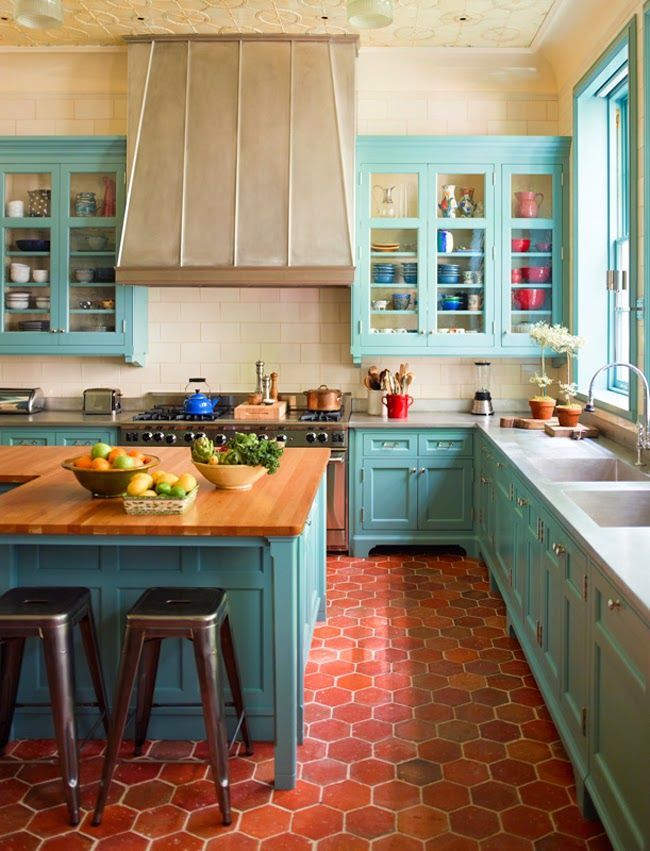 I would seriously consider painting my cabinets this color. House of Turquoise: Sawyer | Berson