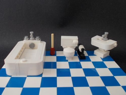 LEGO Furniture: Bathroom Set w/ Toilet, Sink, Bathtub & More  city,town,lot