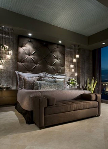Love the lighting on the sides of the bed and the textured wall behind the bed.