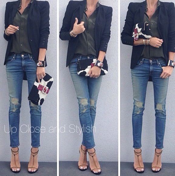 Love the look and the distressed skinny jeans but would prefer for the distressing to be somewhere other than the knees
