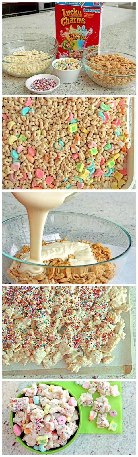 Lucky Rainbow Chex Mix the kids will have a stroke! LOVE MARSHMELLOWS!