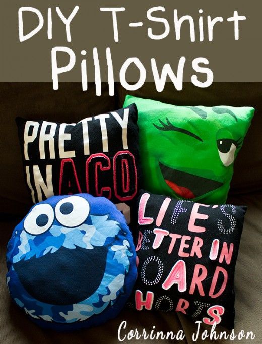 Make pillows from T-shirts! Very cool gift idea for sentimental shirts that no longer fit