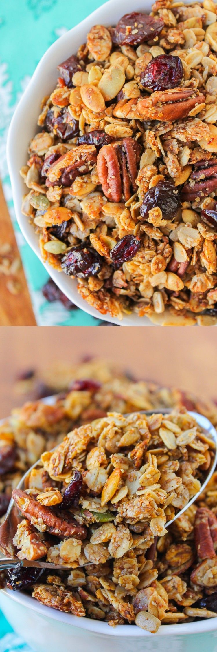 Maple Pecan Granola with Cherries – The Food Charlatan // This sweet granola is perfect for fall!