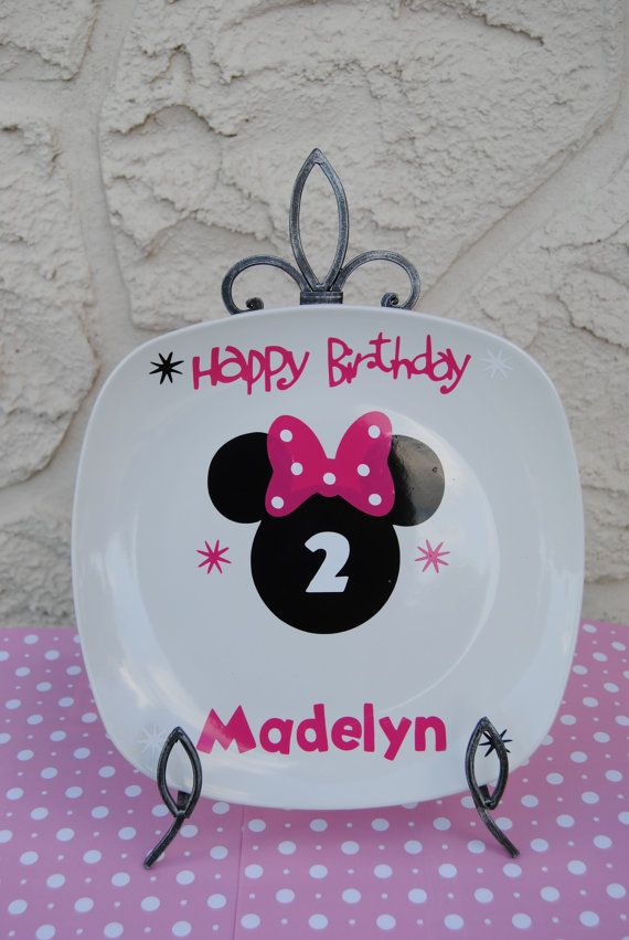 Minnie mouse birthday plate PINK by BaberzCouture2012 on Etsy -   Minnie Mouse First Birthday Party Ideas