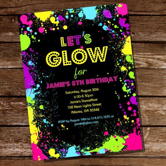 Neon Glow Party Theme Invitation  Instantly by SunshineParties, $5.00