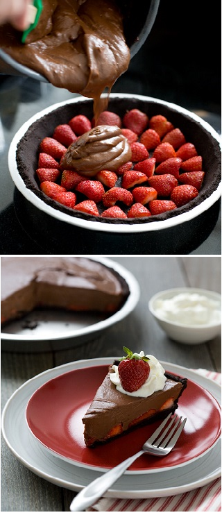 No Bake Chocolate Strawberry Pie