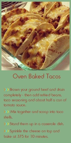 Oven Baked Tacos. baked mine while fixing the toppings. top edges were nicely crispy. Would like to get the rest of the shell to