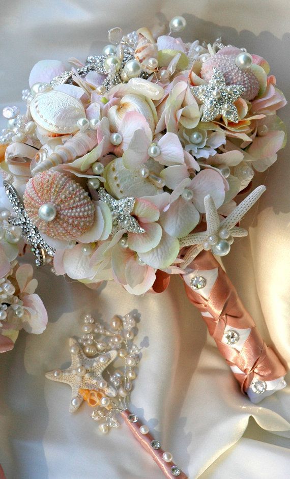 Pink Sea Shell wedding bouquet Blush Bridal Bouquet by BoHoBridal, $275.00
