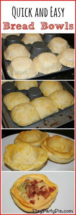 Quick and easy homemade bread bowls. Wish I had thought of that!