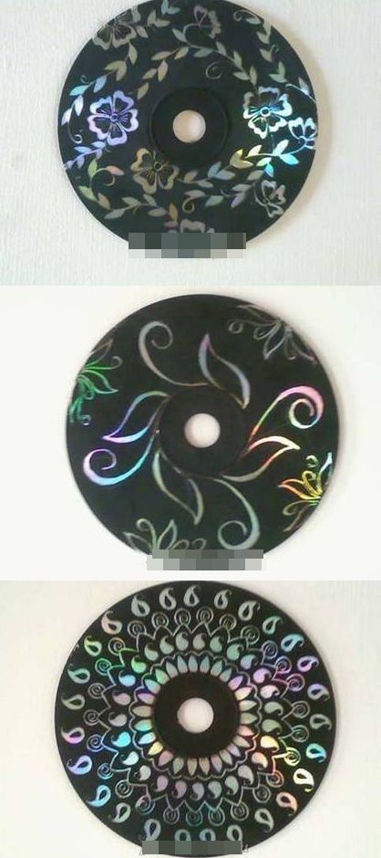 Record breakers- Craft with old CDs. Paint them black and scratch a design through