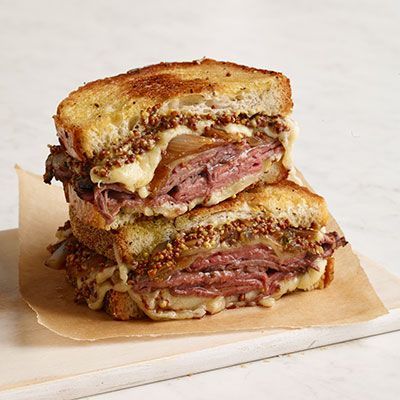 Roast beef and french onion grilled cheese. I highly recommend this. Just made it for lunch and its delicious. I used ciabatta