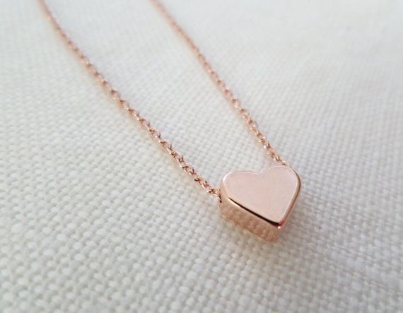 Rose gold heart necklace…dainty handmade necklace, everyday, simple, birthday,  wedding, bridesmaid jewelry on Etsy, $16.00