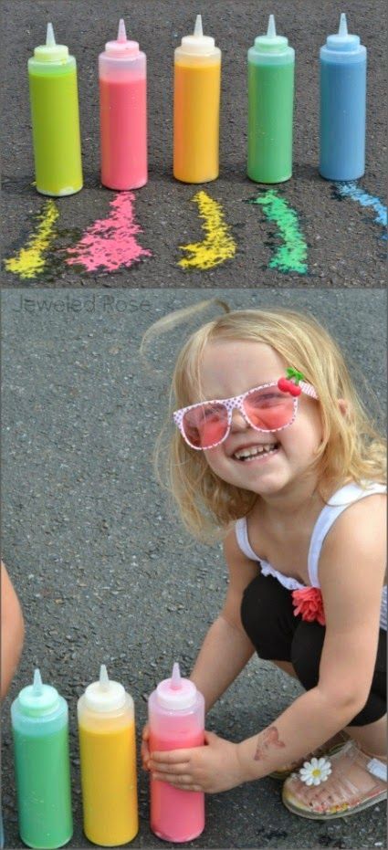 Sidewalk Squirty Paint – this stuff is so fun it keeps kids playing for a whole afternoon! {Only 3 ingredients!}
