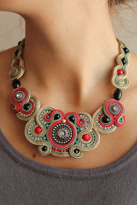 Soutache Necklace by softamestist on Etsy, 50.00
