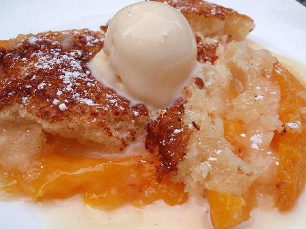 Southern Peach Cobbler. This is a great dessert to take to a church pot luck dinner or anywhere you need a quick tasty dessert.