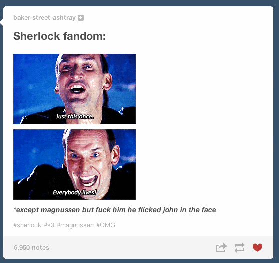 (SPOILERS). | Tumblr Reacts To The “Sherlock” Season 3 Finale. Some of these are pretty funny.