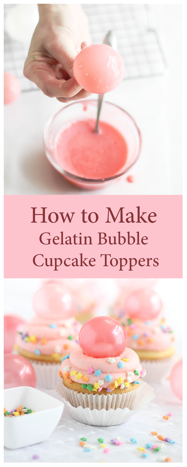 Sprinkle Bakes: Bubble Gum Frosting Cupcakes with Gelatin Bubbles