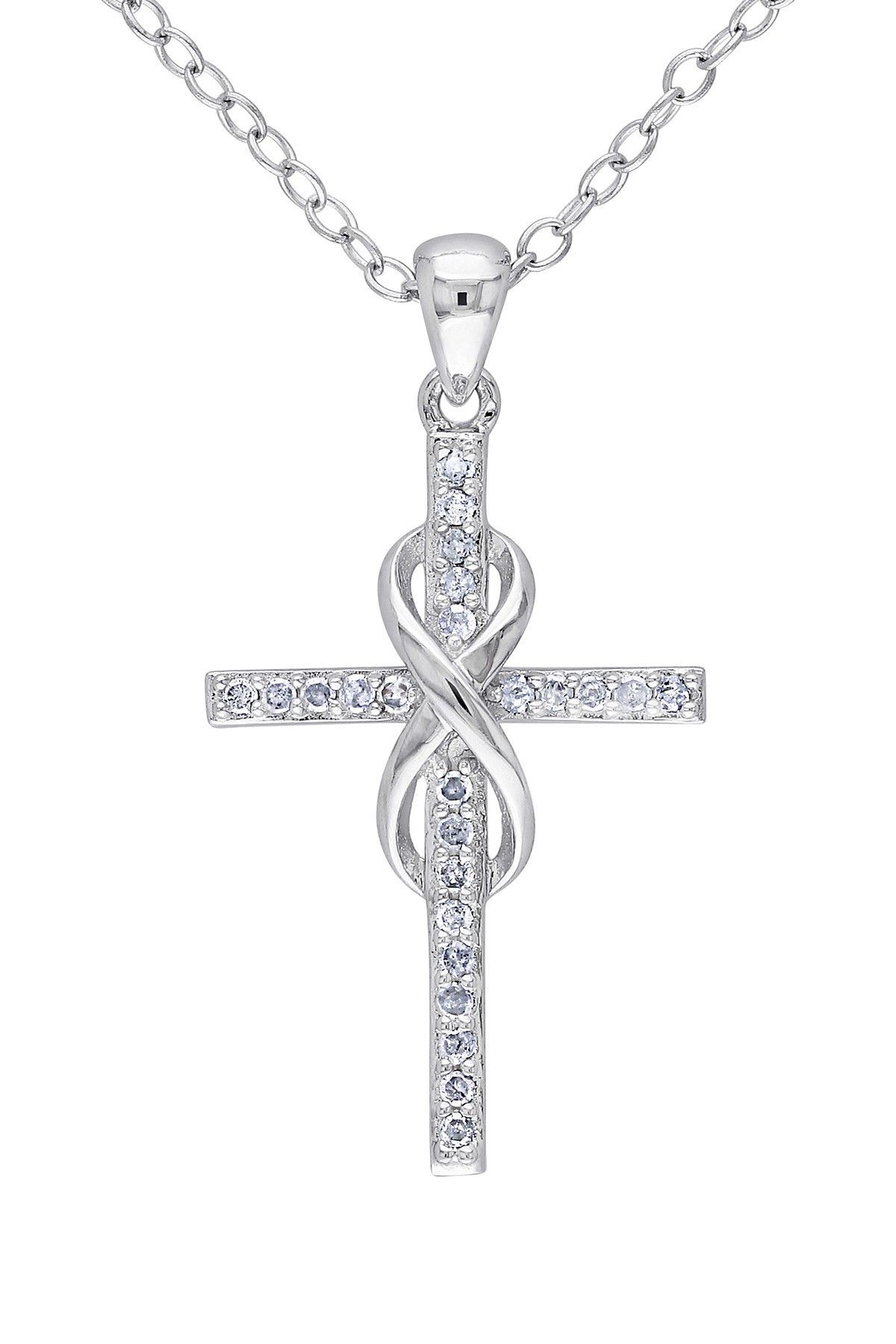 Sterling Silver Diamond Wrapped Cross Pendant Necklace – 0.10 ctw on HauteLook