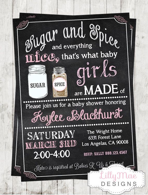 Sugar and Spice Chalkboard Baby Shower Invitation- Digital File on Etsy, $13.00