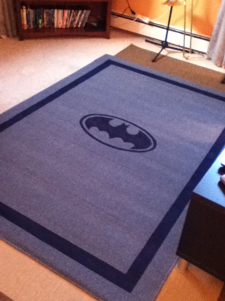 superhero rug | DIY  Painted Area Rug | Penny and Polly