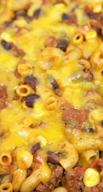 Tex-Mex Goulash ~~ add taco seasoning, black beans, corn and diced tomatoes and green chiles. This only takes a few minutes to