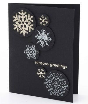 The Metallic Snowflake Stamp Card | 49 Awesome DIY Holiday Cards This motif requires some rubber snowflake stamps and a metallic