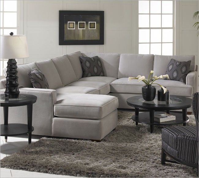 The perfect living room sofa! The Loomis Sectional Sofa with a Chaise Lounge by Klaussner will easily provide your family room