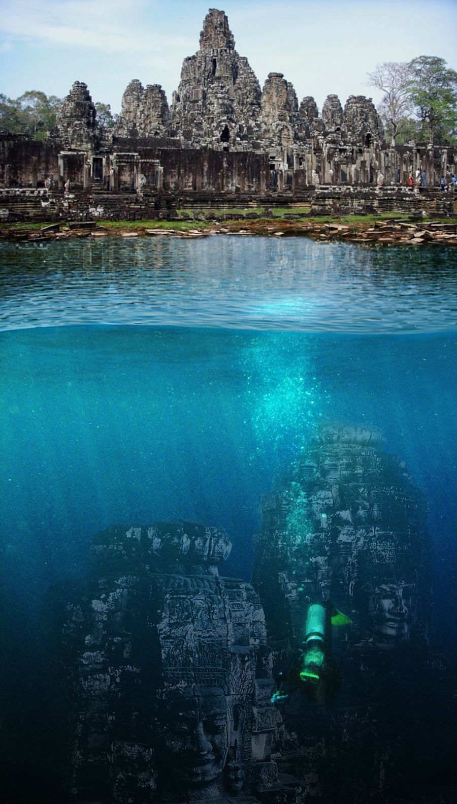 The Sunken Heads of Bayon Temple – Angkor, Cambodia