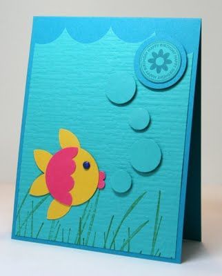 This adorable fish will grace the front of your little cuties birthday card after you DIY – have fun!