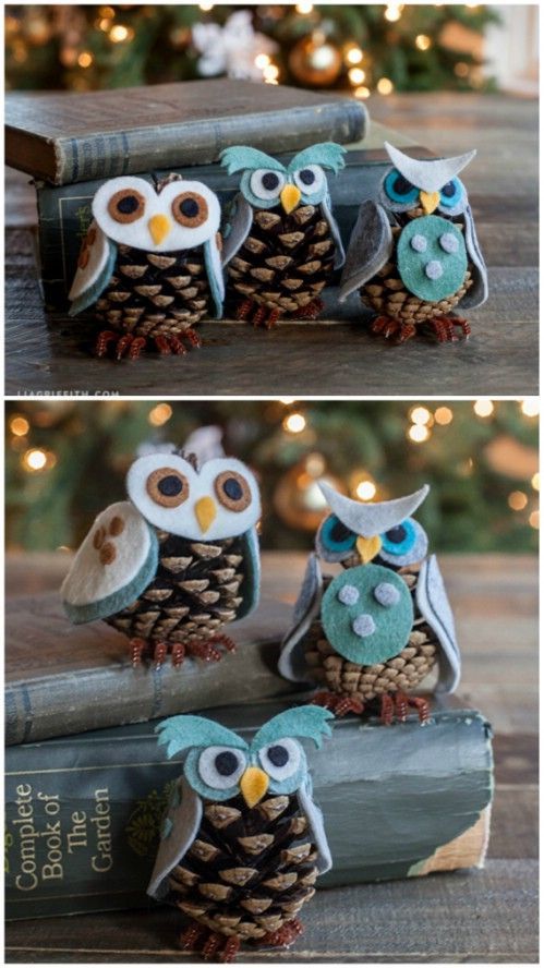 This is so cute anytime. Pinecone Owls – 20 Magical DIY Christmas Home Decorations Youll Want Right Now