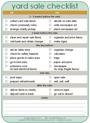 Throwing yard sales for fun s checklist for yard sale prep