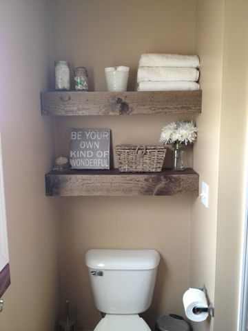 Toilet shelves for all 3 bathrooms…two sets will need to be floating shelves. :)