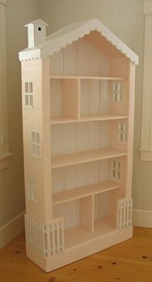 Turn a bookcase into a doll house. Or even use it as a bookcase still and now its just cuter. Click through for other dollhouses