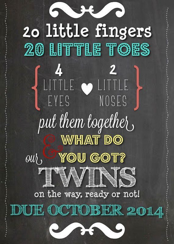 TWINS Pregnancy Announcement Chalkboard by LCODesignandPaperie
