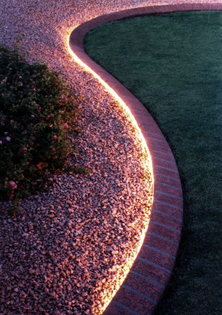 Use rope lighting to line your garden. | 32 Cheap And Easy Backyard Ideas That Are Borderline Genius