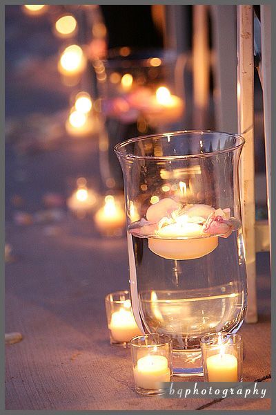 Want something different at your wedding, forget the aisle runner. Turn the lights down and opt for the candlelit isle!  This will