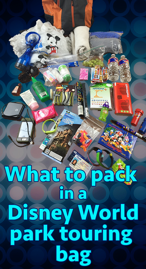 What to put in your Disney World park touring bag – different categories of items to pack + what to do with your bag while youre