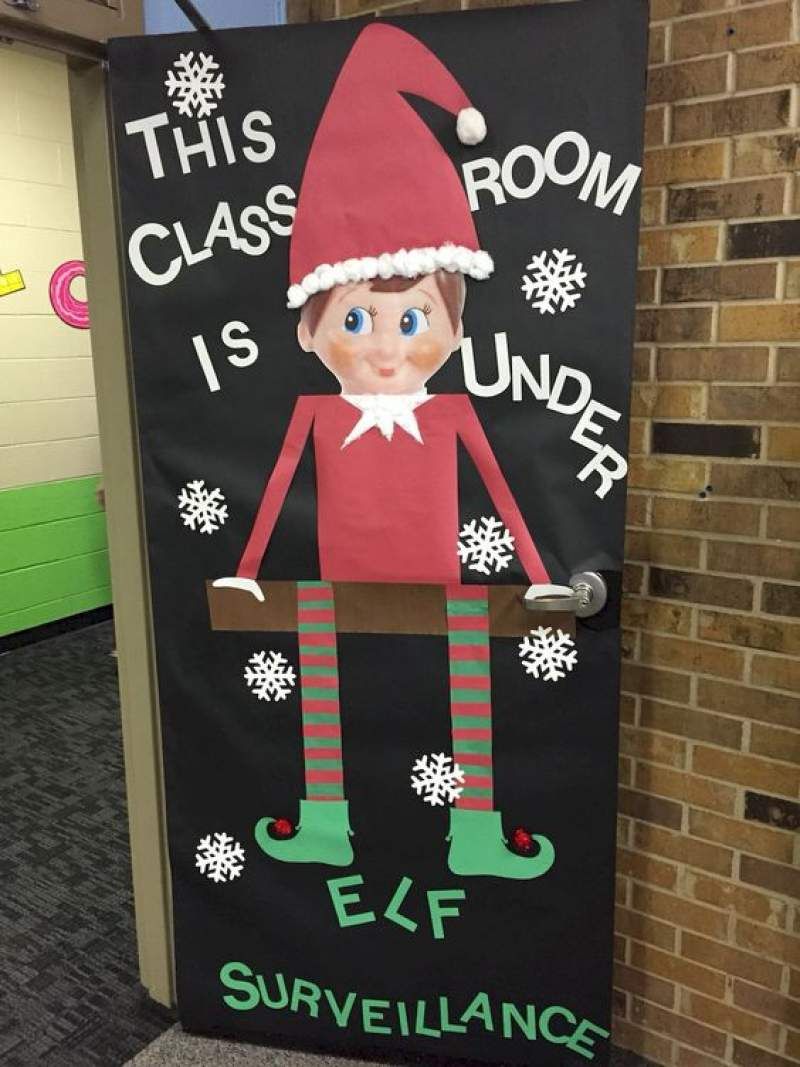 Elf Classroom door decor -   Easy Christmas Classroom Decorations