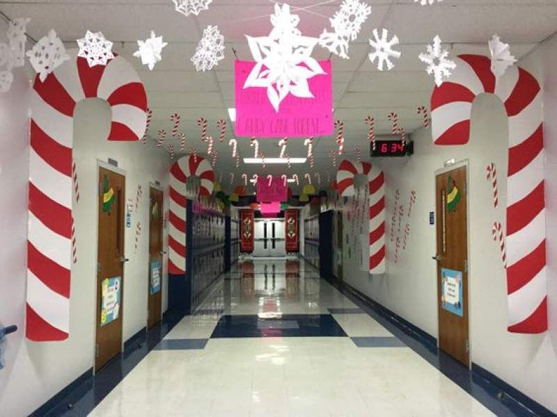 Candy Cane Decorations for Corridors -   Easy Christmas Classroom Decorations